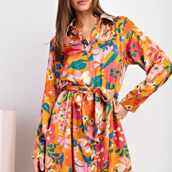 NWT Silky floral Print Dress - Picture 2 of 9